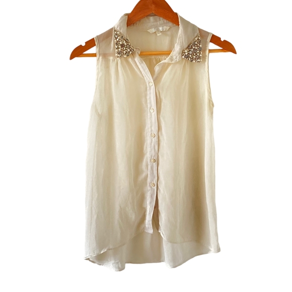 Tops - Preloved Star by Juliene MacDonald Woman's Embellished Collar Blouse Size UK 8